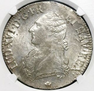 1786 - M Ngc Ms 62 France Louis Xvi Ecu Toulouse State Silver Coin (19062301c