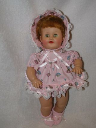 15 " Vintage Vinyl Baby Doll In Cute Pink Dress