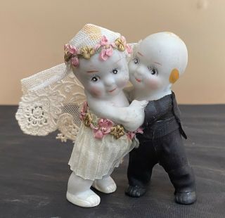 Vintage Kewpie Doll Flapper Bride & Groom Wedding Cake Topper Japan (12a)