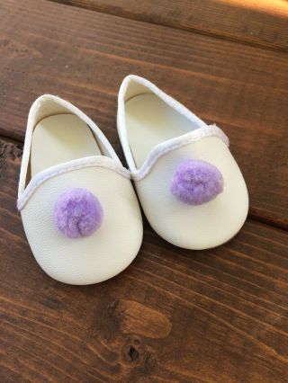 American Girl Nellie Pajama White Pom Pom Slippers Purple Euc