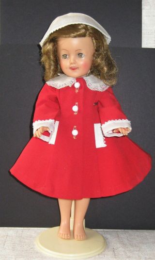 Vintage 1958 Shirley Temple Doll 12 " Vinyl Ideal Slip Stand Coat