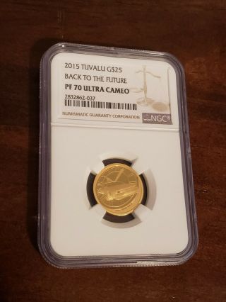 2015 1/4 oz gold coin Back to the Future NGC PF70 Box and 30th Anniversary 2