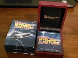 2015 1/4 oz gold coin Back to the Future NGC PF70 Box and 30th Anniversary 3