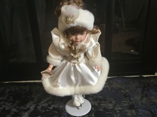 Victorian Garden Brianna Porcelain Doll 17 Inch Christmas Ice Skater Doll