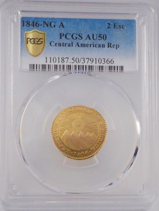 1846 Costa Rica (central American Republic) 2 Escudo Coin Pcgs - Au50