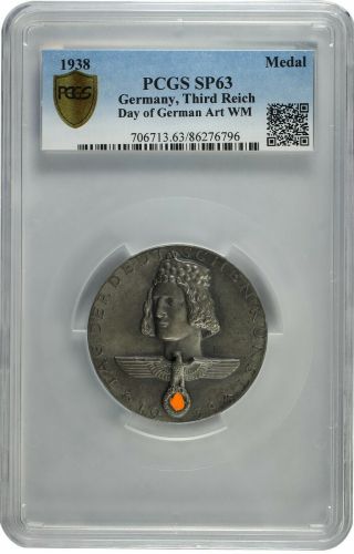 Pcgs Sp63 Germany 1938 Third Reich 3rd Adolf Hitler Medal,  Only One @pcgs