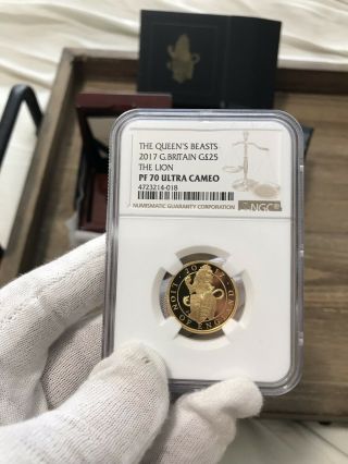 2017 Queen’s Beast Gold Lion Of England 1/4 Oz.  Pf 70 Ultra Cameo