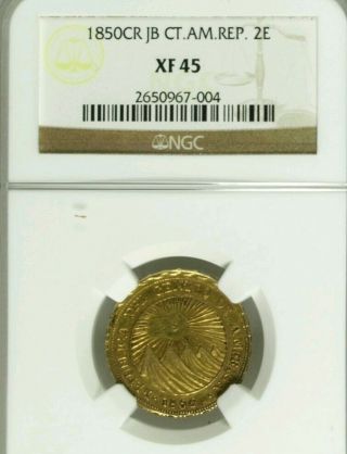 1850cr Jb Central American Republic Gold 2 Escudos Ngc Xf - 45