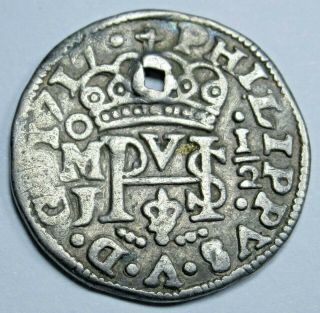 1717 Omj Royal Coinage Spanish Silver 1/2 Reales Galano Piece Of 8 Real Cob Coin