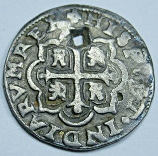 1717 OMJ Royal Coinage Spanish Silver 1/2 Reales Galano Piece of 8 Real Cob Coin 2