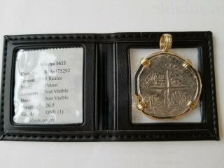 Atocha Shipwreck 8 Reales Grade 1 Mounted Pendant Necklace Treasure Coin Gold