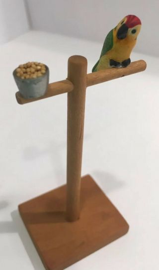 Dollhouse Miniature Parrot Stand Birdseed 1:12 Artisan Ooak