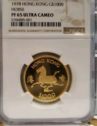 Lqqk 1978 Hong Kong $1000 Gold Coin - Year Of The Horse
