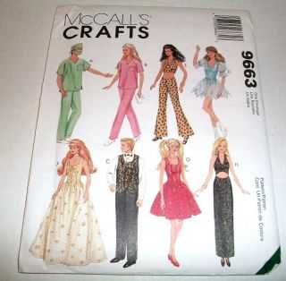 Mccalls Pattern 11 & 1/2 " Fashion Doll Career Clothes 9663 Uncut 1998
