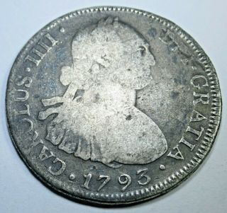 1793 Da Spanish Chile Silver 4 Reales Piece Of 8 Real Colonial Era Treasure Coin
