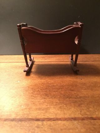 Miniature Cherry Wood Baby Cradle Bed Dollhouse Furniture