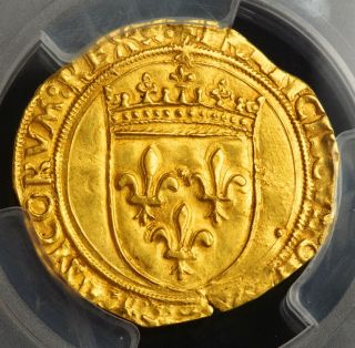 1547,  Royal France,  Francis I.  Gold Ecu (with Sun) Coin.  Pcgs Ms - 62