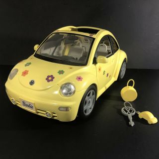 2000 Barbie Volkswagen Beetle Vw Bug Car Yellow Mattel Fits 2 Dolls W/ Key Bag