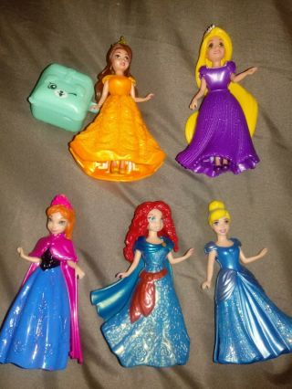 Polly Pocket Disney Princess 5 Dolls With Dresses