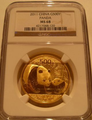 China 2011 Gold 1 Oz Panda 500 Yuan Ngc Ms68