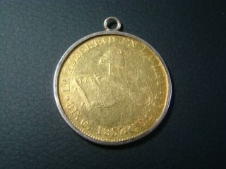 Mexico 1857c Ce Gold 8 Escudos In 14kt Gold Bezel Fine
