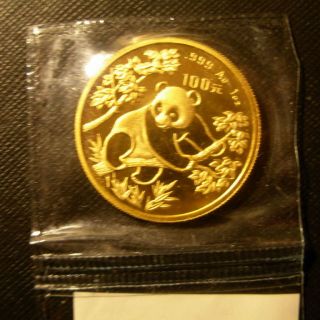 China 1992 Gold 1 Oz Panda 100 Yuan Bu