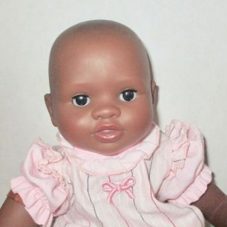 Corolle Doll 12 " African American Baby Calin Naima Pink Dress Cloth Vinyl 2008