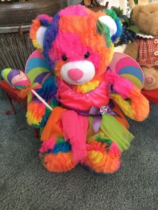 Build - A - Bear Teddy,  Multi Colored Tie Dye,  Plush Stuffed Animal Lollipop Outfit