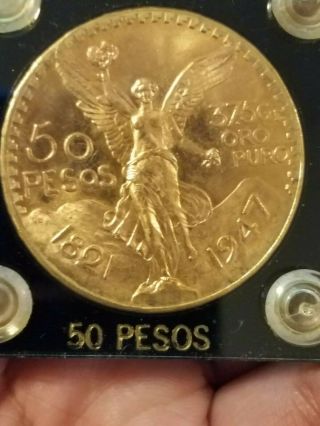 1947 Mexico Gold 50 Pesos - 1.  2057 Oz Gold - 37.  5 Grams Gold 2
