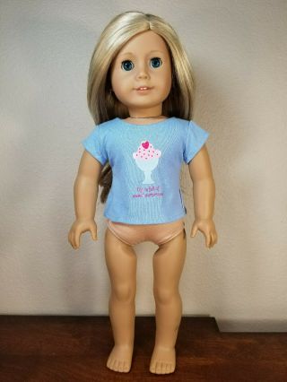 Authentic American Girl Doll Clothes 18 Inches Blue Tee/shirt Outfit