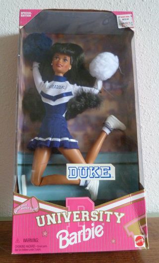 Barbie 11 " Vinyl Duke University Cheerleader Doll Navy Blue White Uniform Nip