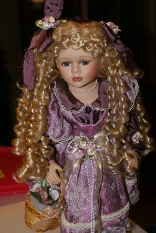 Exquisite Ashley Belle Victorian Dressed Bisque - Porcelain Doll 19 " Basket Pearls