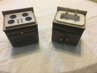 Kitchen Range And Sink Doll House Parts Vintage