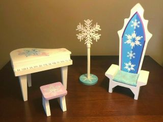 Frozen Dollhouse Kidkraft Wood Furniture Set: Piano,  Bench,  Snowflake,  Throne