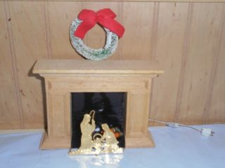 Vintage Laura Ashley Doll House Fireplace W/fire Screen And Wreath Logs