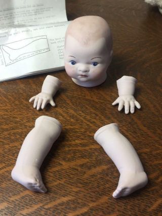 Crying Bylo Vtg 1977 Standard Doll Co.  Baby Doll Parts Porcelain Head Hands Feet