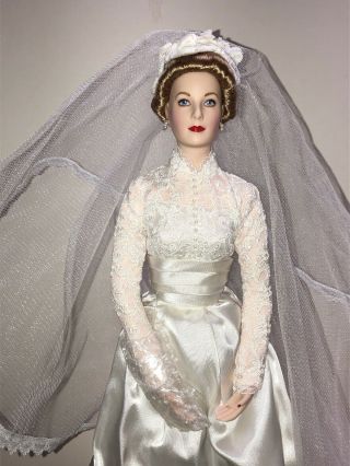 16” Franklin Porcelain Grace Kelly in Wedding Dress Bride 2