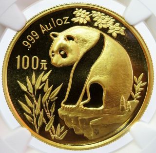 1993 Gold China 100 Yuan Panda 1 Oz Coin Ngc State 69 Large Date Variety