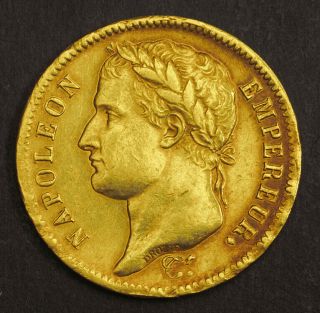 1812,  France (1st Empire),  Napoleon I.  Gold 40 Francs Coin.  12.  89gm
