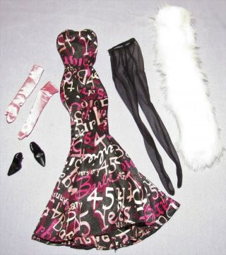 45th Anniversary Outfit Only Silkstone Barbie Fashion Dress,  Stole,  Heels (3)