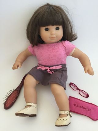 American Girl Bitty Baby Doll Brown Hair And Eyes Wardrobe Glasses Hairbrush