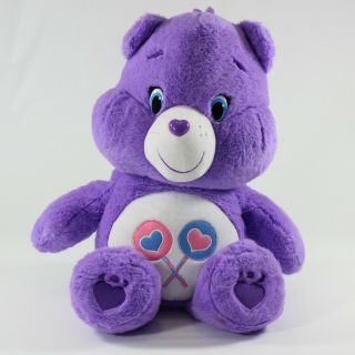 Care Bears Share Bear Plush Stuffed Animal Purple Lollipops 2014 Large Big 20 "