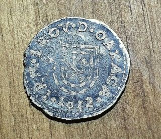 Mexican Silver COIN 1 Reales Ferdin 1812 ROYALIST Oaxaca RARE Km 167 2