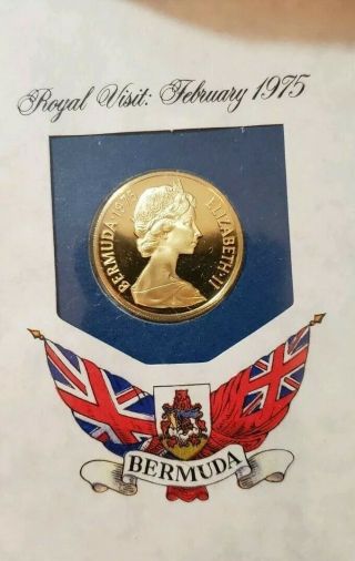 1975 Proof Bermuda $100 Dollar Gold Coin In Addressed First Day Cover