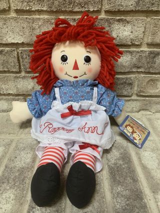 Raggedy Ann Cloth Rag Classic Plush Doll 16 " Aurora World Raggedy - With Tags