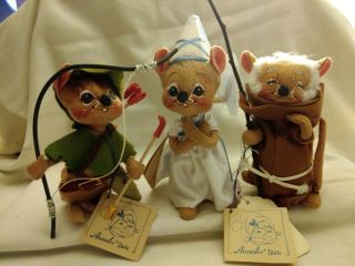 ANNALEE 1990 3 Piece Mouse Doll Set ROBIN HOOD,  FRIAR TUCK & MAID MERRIAN USA 2