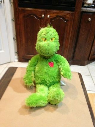 Build A Bear Dr.  Suess The Grinch Who Stole Christmas Plush W/light Up Heart