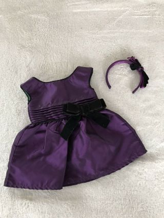 American Girl Doll Purple Party Holiday Outfit Fancy Satin Dress Headband
