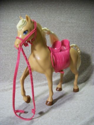 T10 Barbie Horse - Tan,  Blonde Mane/tail,  Pink Saddle & Reigns