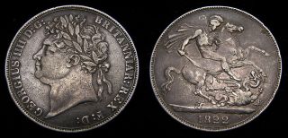 1822 Great Britain Silver Crown.  8409 King George Iv S - 3805 Toned Vf,  6314